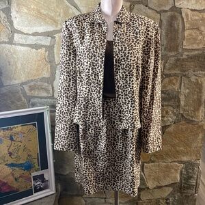 Gantos Silk Leopard Print 3-Piece Set (Blazer, Shell & Skirt) – Size 12**